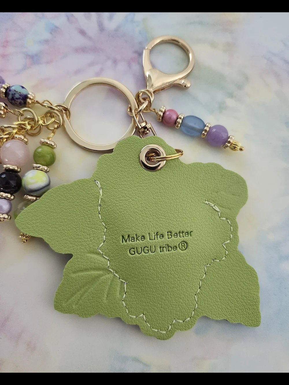 Floral Purse Charm or Keychain Amethyst Rose Quartz Aquamarine  Handcrafted